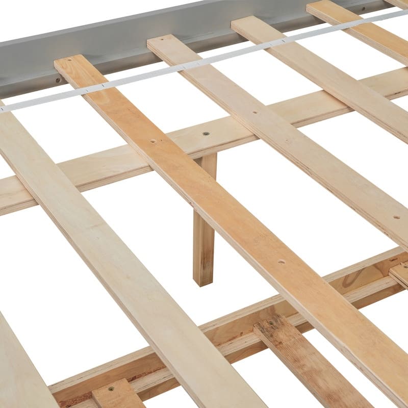 Wood Platform Bed with Storage Headboard and Trundle