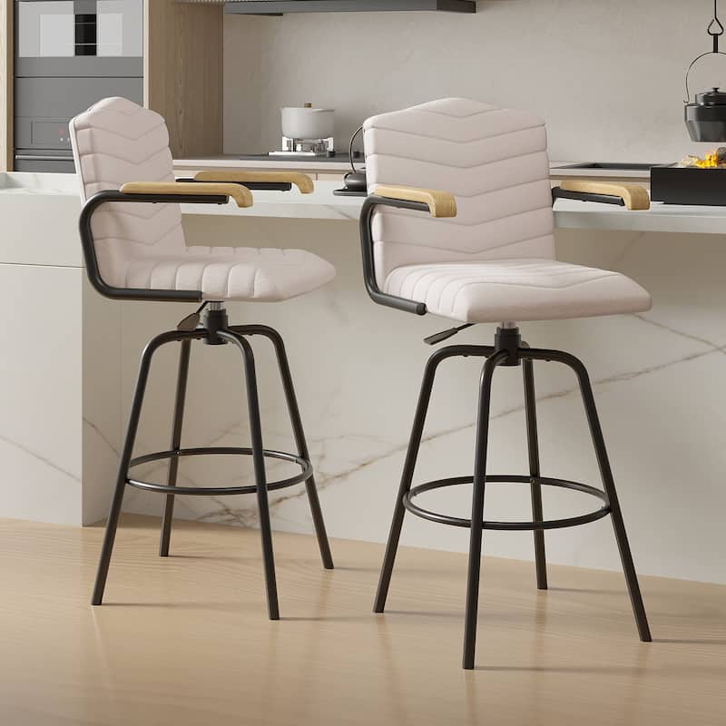 Javlergo Bar Height Bar Chairs Upholstered Bar Stools with Back and Arms Tall Kitchen Island Seating for Home/Commercial Use