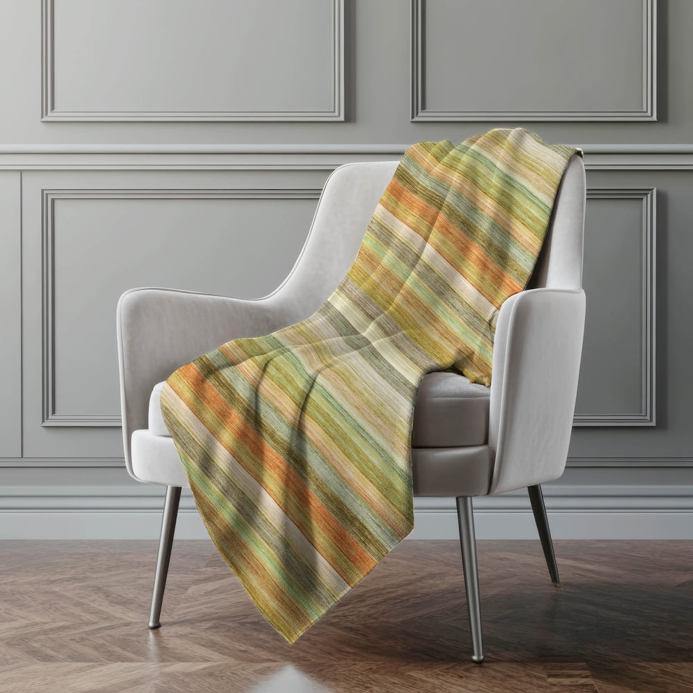 Premium Machine Washable Ombre Stripe Sherpa Throw Blanket