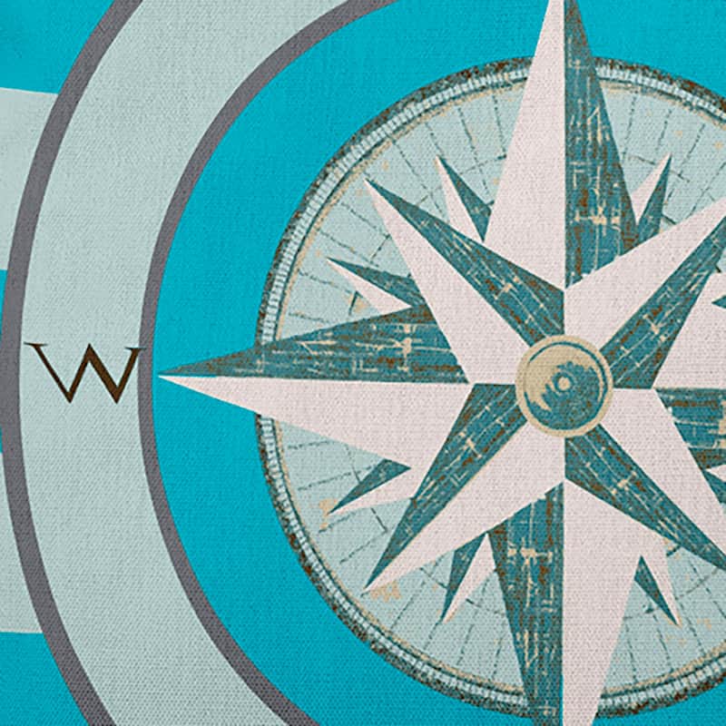 Compass on Stripes Indoor/Outdoor Throw Pillow
