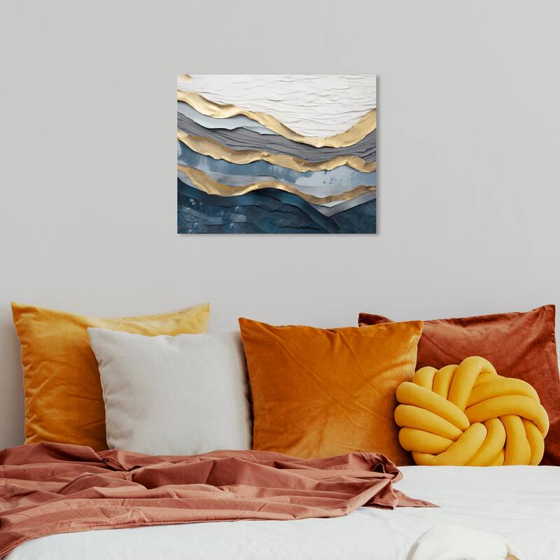 Wynwood Studio Canvas Nautical and Coastal Sea Level Glam Gold and Metallic Gold Glam Wall Art Canvas Print - 20 x 16