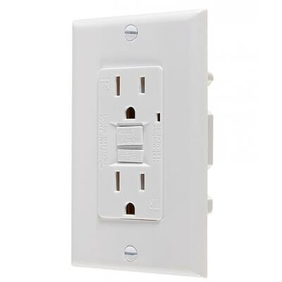 American Imaginations 1.69-in. x 1.32-in. Electrical GFCI Receptacle In White CULUS; White Hardware - N/A