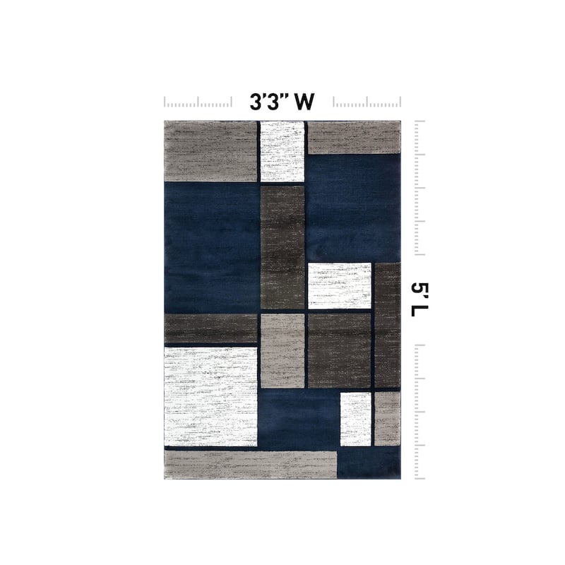 World Rug Gallery Contemporary Modern Boxed Color Block Area Rug