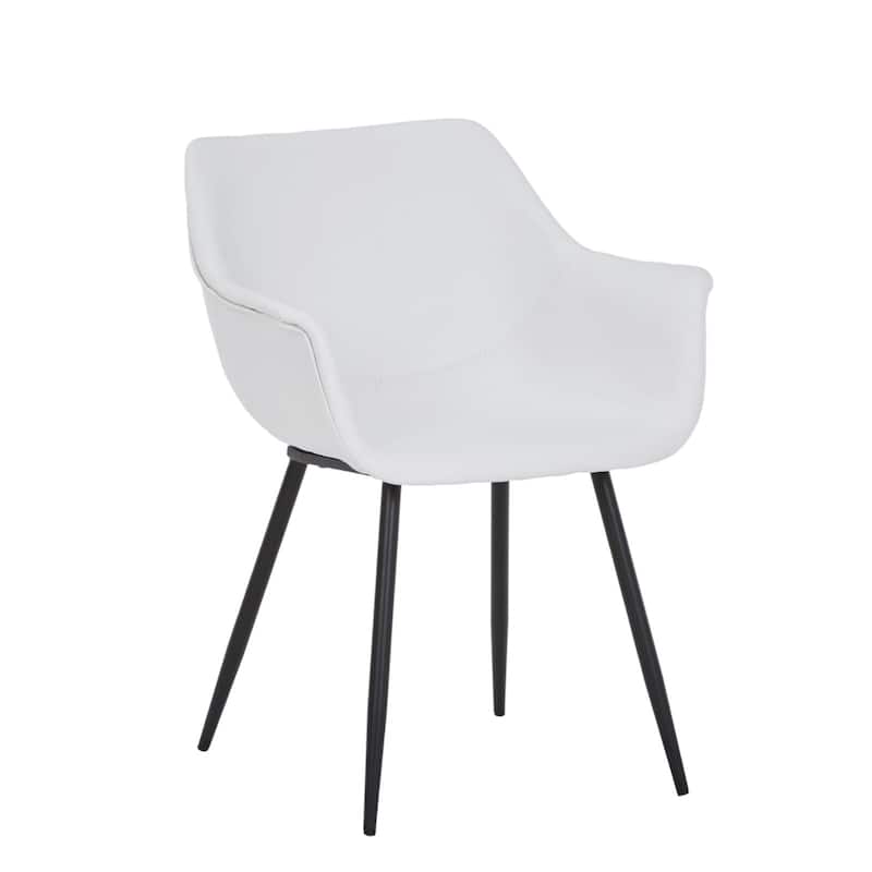 Markley Mid-Century Modern Vegan Leather Dining Chair - Waterproof Kitchen Side Chair with Matte Black Metal Legs - White