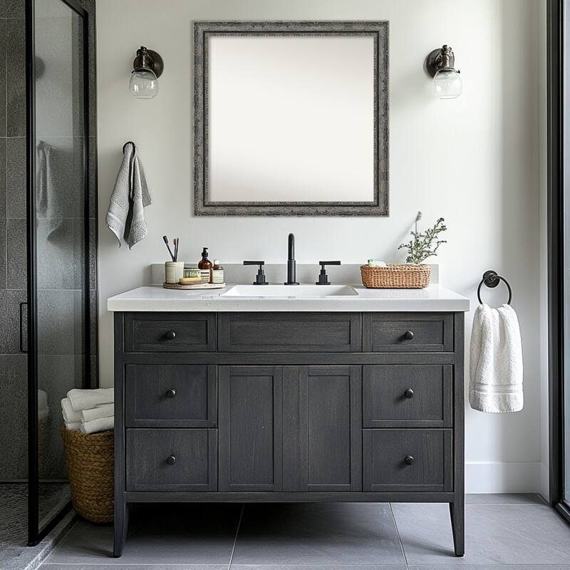 Filigree Non-Beveled Framed Bathroom Vanity Wall Mirror