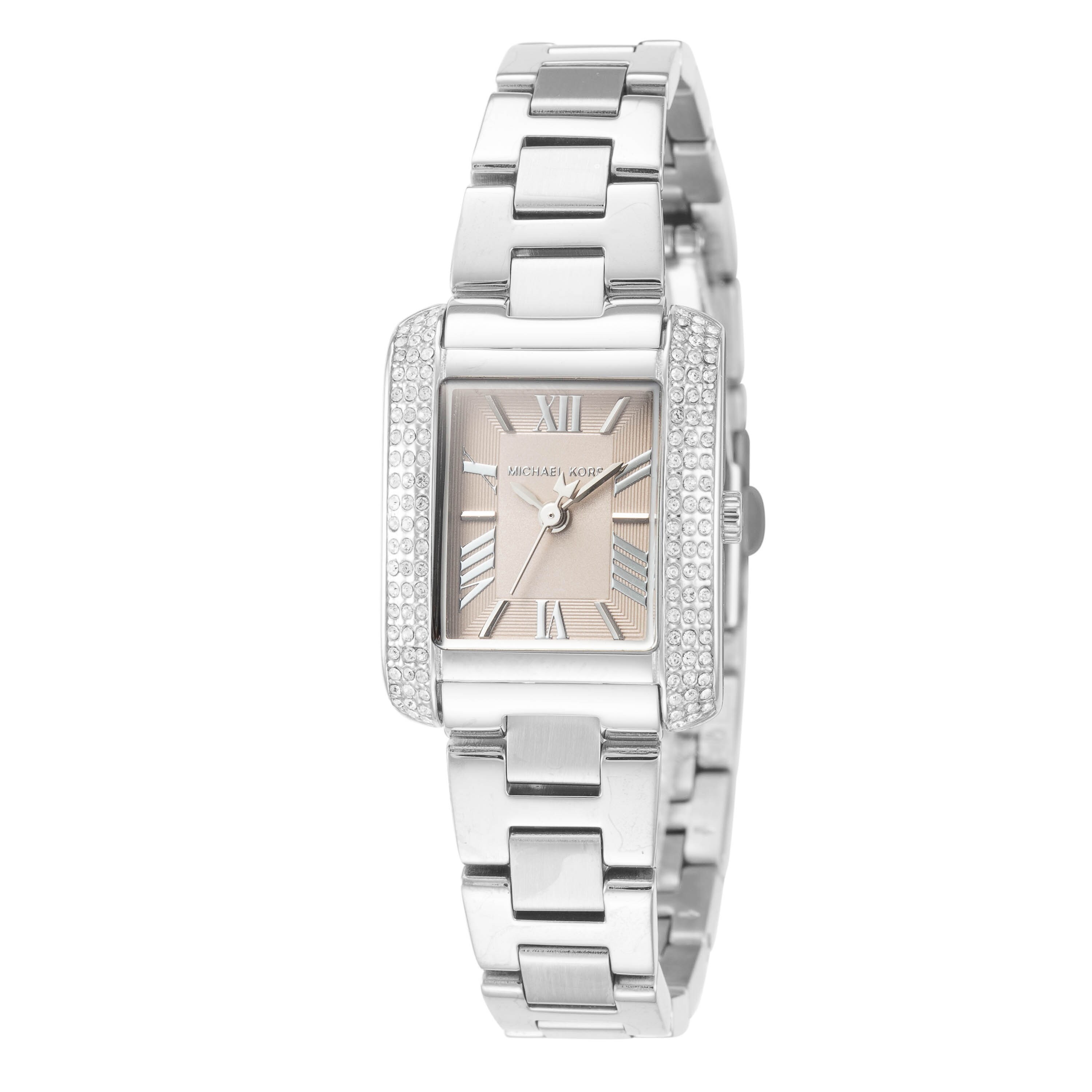Michael Kors Pink and Silver Stainless Steel Rectangular Bracelet Watch Michael Kors Limited Edition Pink Watch | eBay main image 2