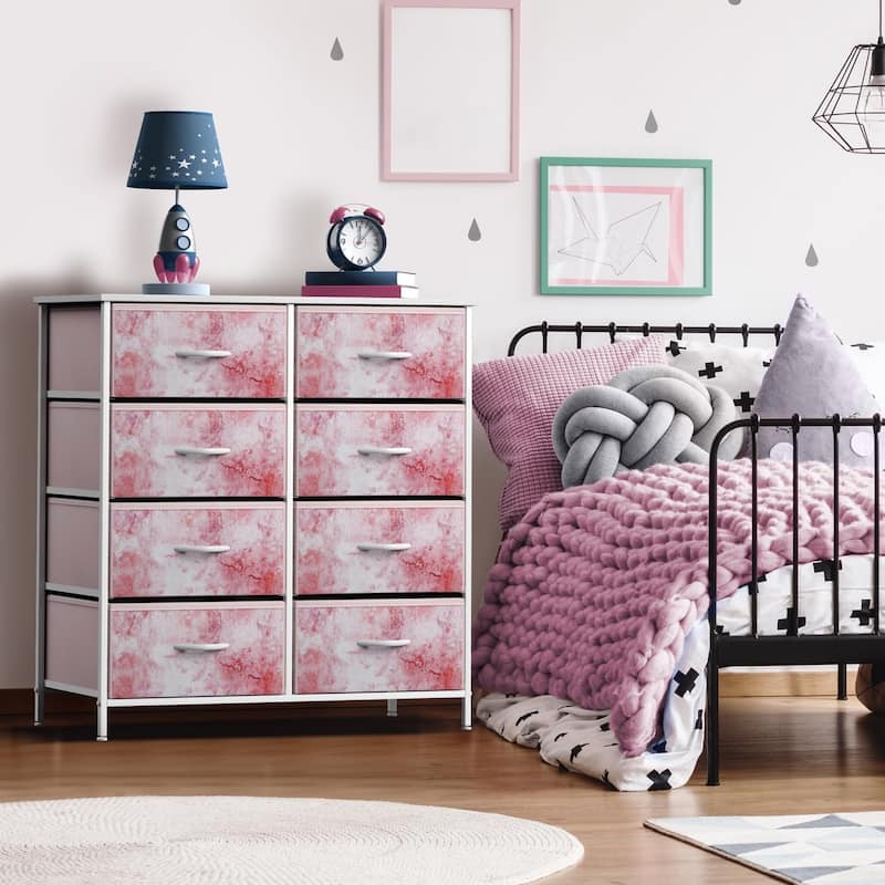 Sorbus Kids Dresser with 8 Drawers - Storage Dresser with 8 Drawers Chest Organizer Nightstand Steel Frame Wood Top & Handles