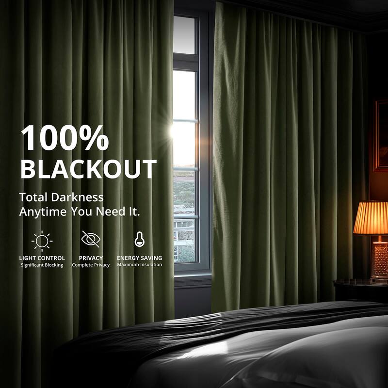 Exclusive Fabrics Signature Hunter Green Velvet Blackout Curtain (1 Panel)