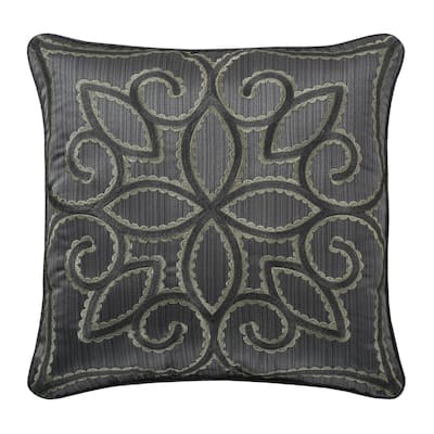 J. Queen New York Deco Charcoal 18 Inch Square Decorative Throw Pillow