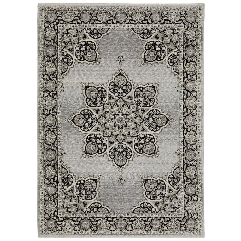 Style Haven Cádiz Bohemian Medallion Grey/Charcoal Area Rug