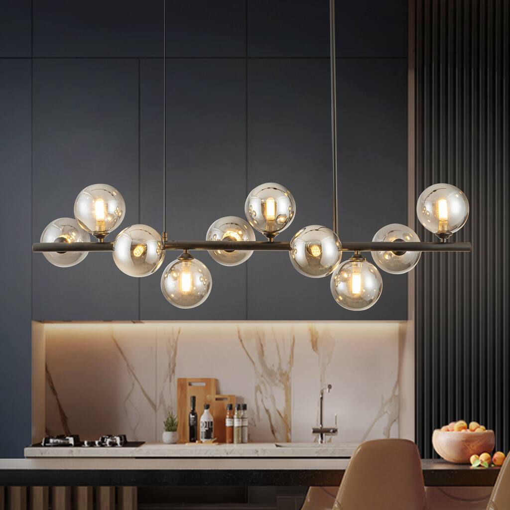 Sputnik chandelier Linear Chandelier with Glass Globes - 10-Light