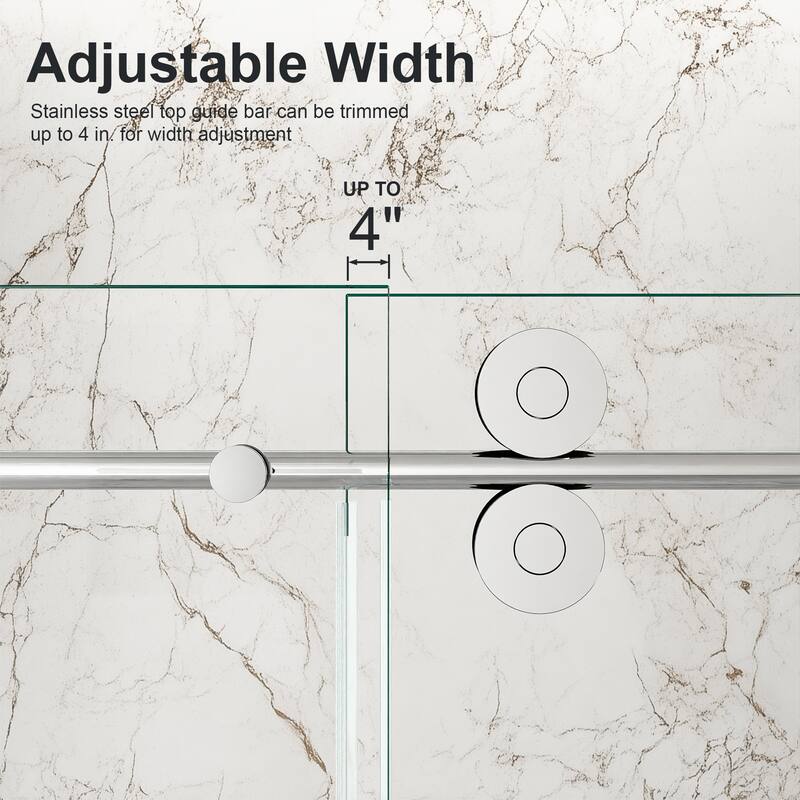 56"-60"W x 72"H Frameless Single Sliding Shower Door - 5/16" (8mm) Clear Tempered Glass