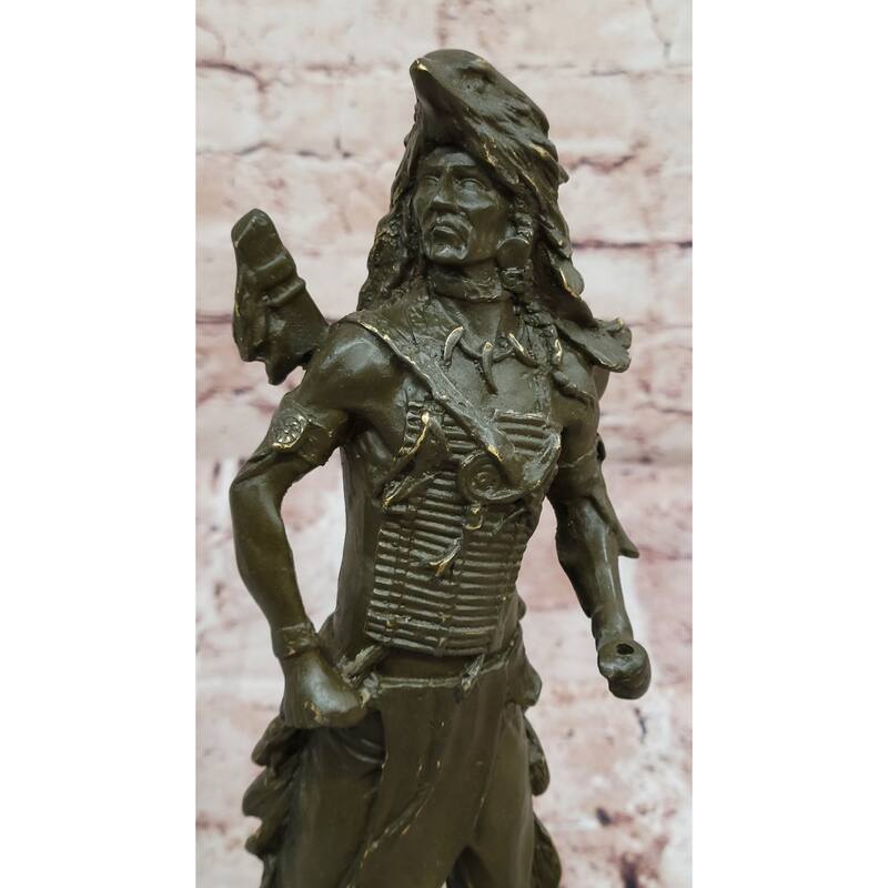 Native American Warrior Bronze Sculpture - Traditional Plains Tribe Art