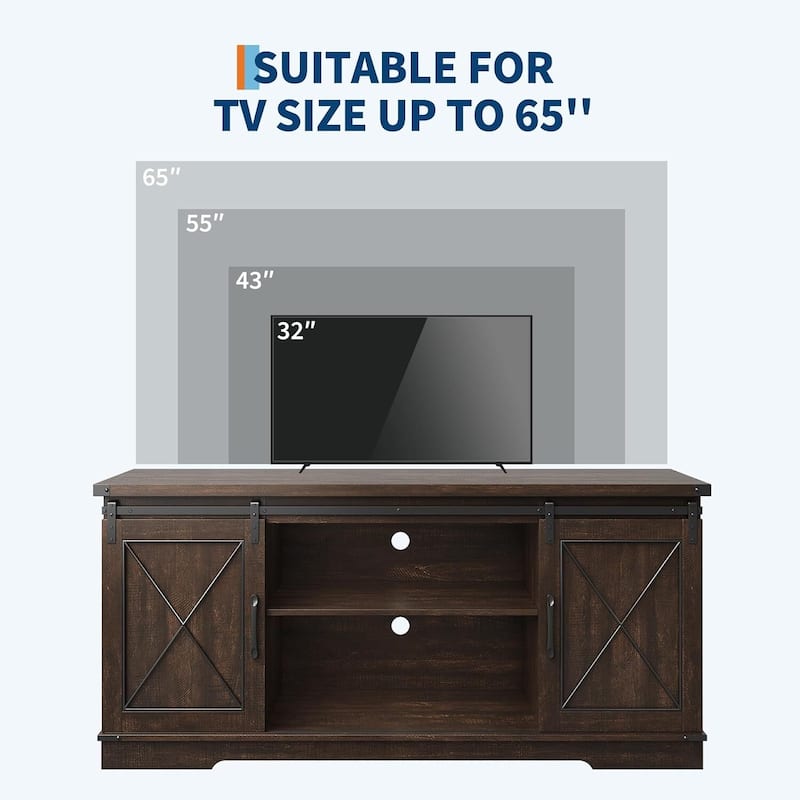 Modern Farmhouse TV Stand and Entertainment Center for TV Up to 65 Inches - N/A