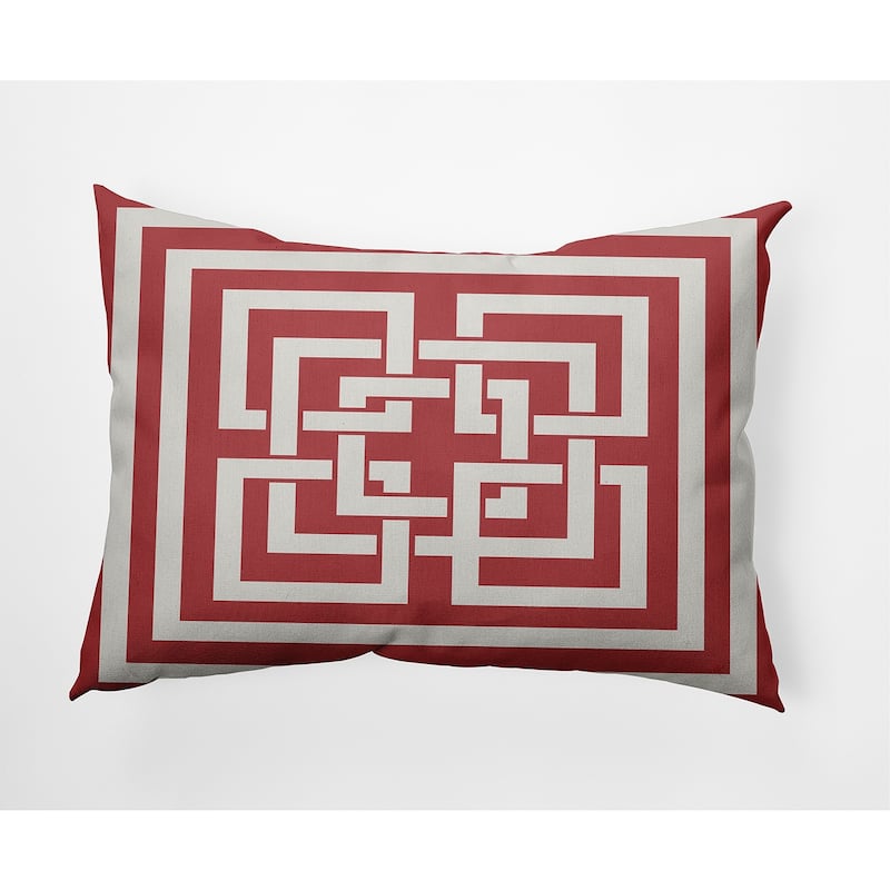 Greek New Key Nautical Decorative Indoor Pillow - Ligonberry Red - 14" x 20"