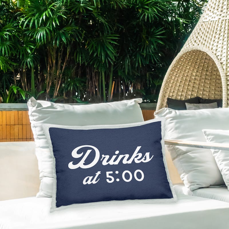 Stupell Drinks at 5 Phrase Printed Outdoor Throw Pillow Design by Lil' Rue