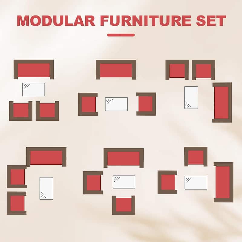 4 Pieces Rattan Wicker Chairs with Glass Coffee Table