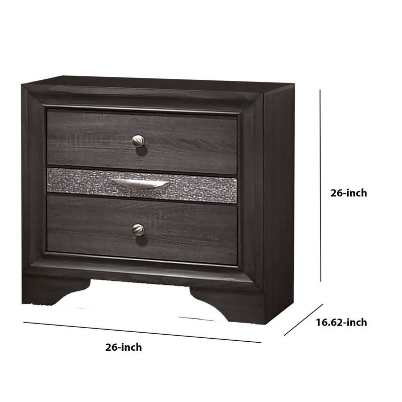 Gray 2 Drawer 26 in. W Nightstand with 1 Jewelry Drawer