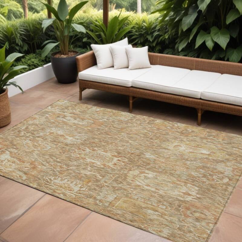 HomeRoots Damask Traditional Rectangle Outdoor Rug - 8' X 10'