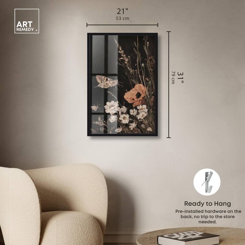 Poppy and Moth II Shadowbox by Art Remedy