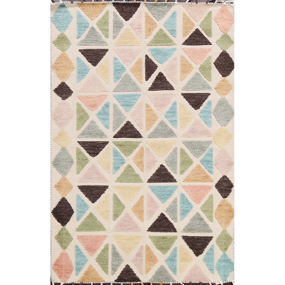 Contemporary Moroccan Oriental Area Rug Wool Handmade Carpet - 4'7" x 6'6"