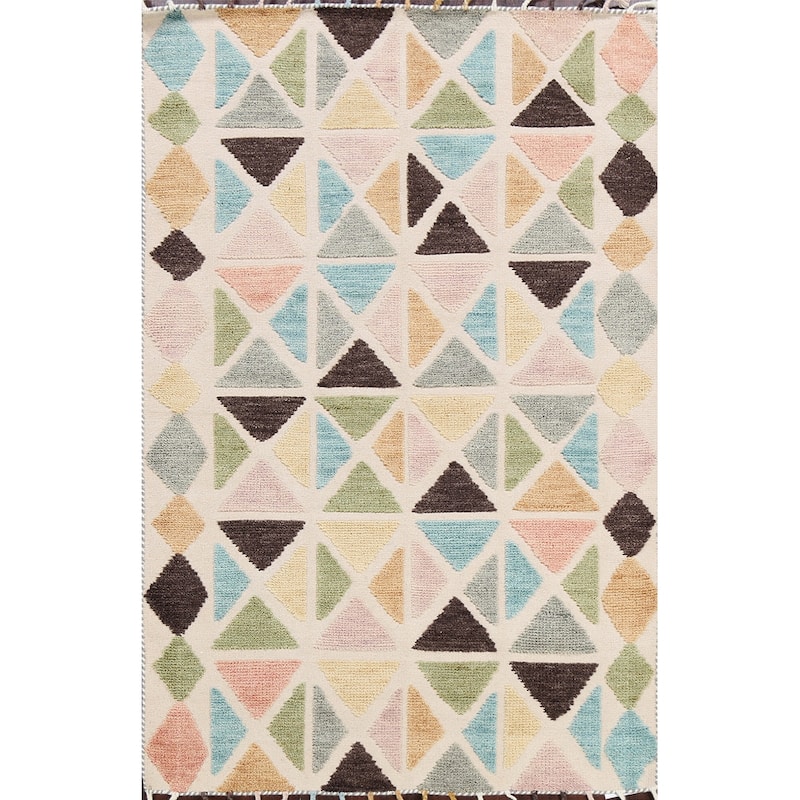 Contemporary Moroccan Oriental Area Rug Wool Handmade Carpet - 4'7" x 6'6"