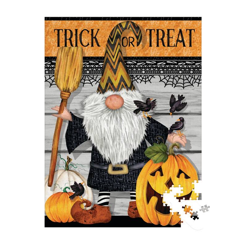 17 OZ Ceramic Cup and Puzzle Gift Set, Trick Or Treat Gnome