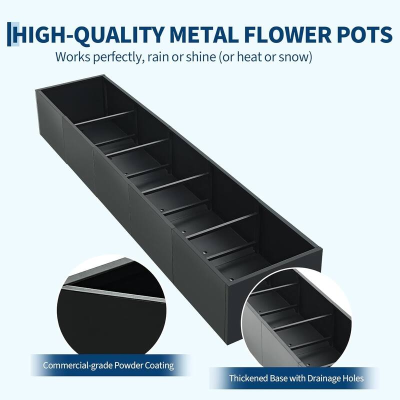 18x18x12 in Snap-Together Metal Raised Garden Bed Modern Black Square Planter With Base
