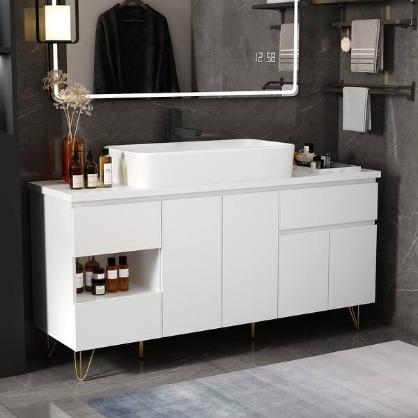 Luxury White and Gold Bathroom Vanity Set for Modern Bathrooms