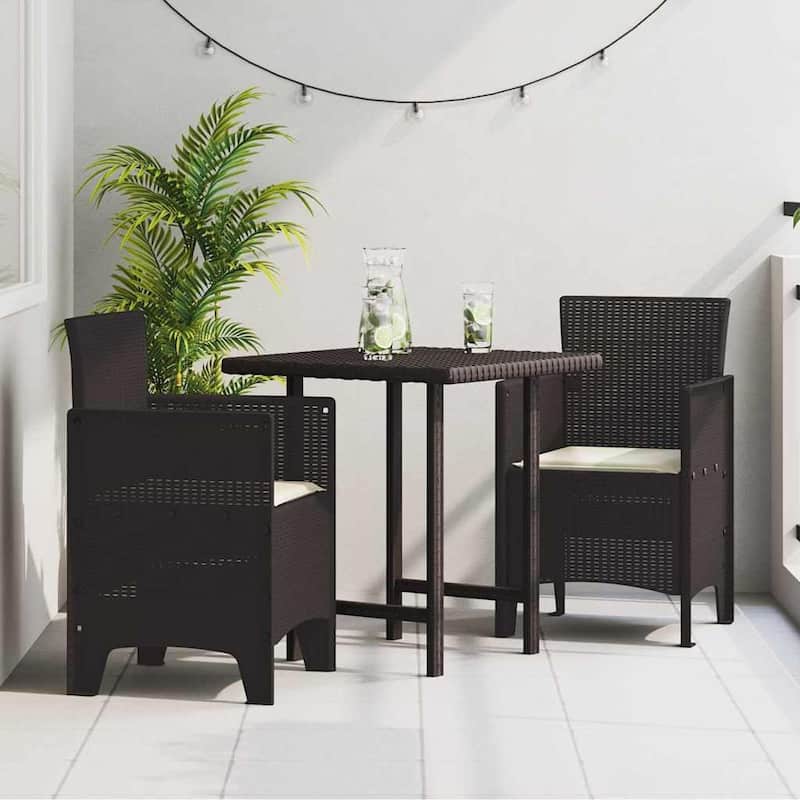 vidaXL Garden Chair 2/4 pcs Anthracite/Brown/White 53 x 49 x 85 cm PP - 53 x 49 x 85 cm - Brown Cream white /2