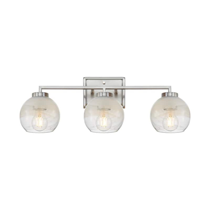 Yep by Golden Lighting Elliott 3-light Vanity in Pewter and Clear Alabaster Glass - Silver