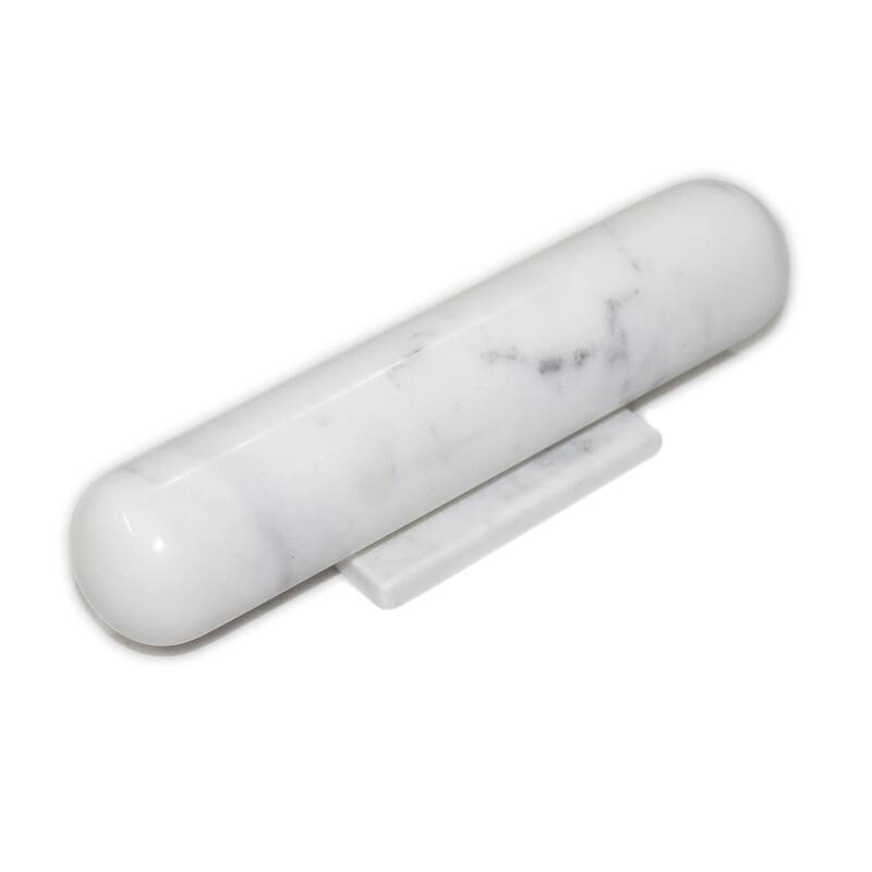 White Marble Rolling Pin w/ Base -ST - White