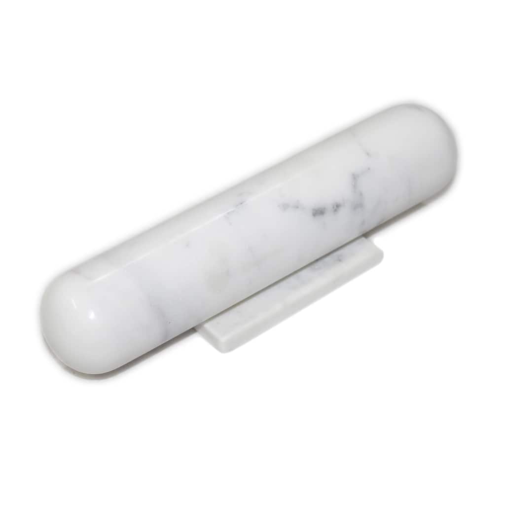 White Marble Rolling Pin w/ Base -ST - White
