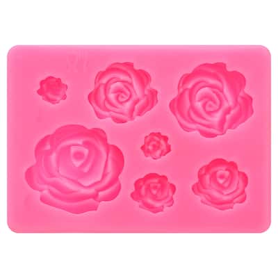 Polymer Clay Mold, Fondant Mold 7 Roses Flower Mold Silicone