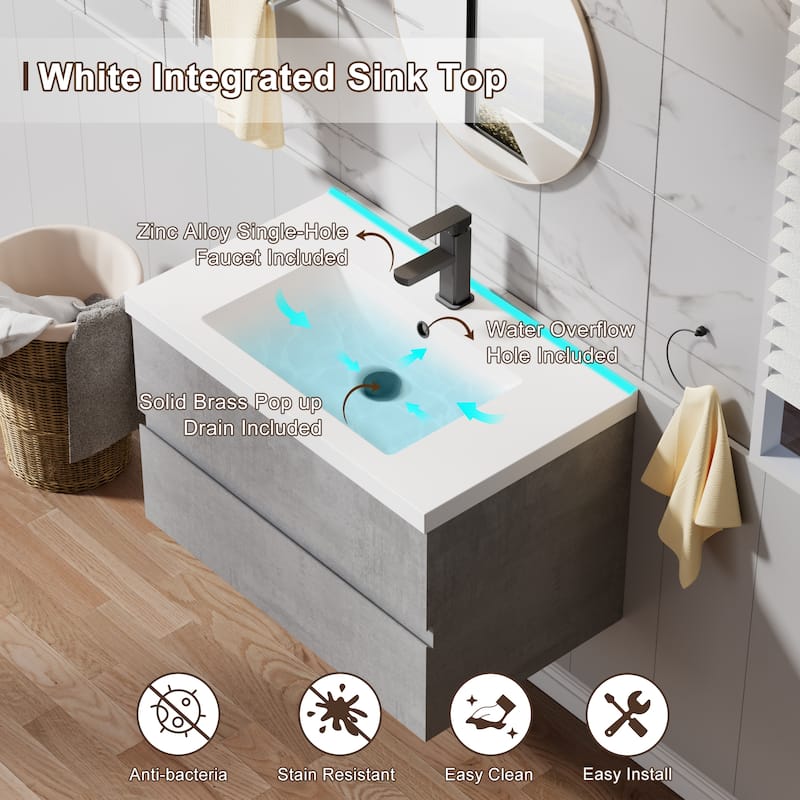 Wall Mounted Bathroom Vanity Sink Combo Cabinet Vanity Set