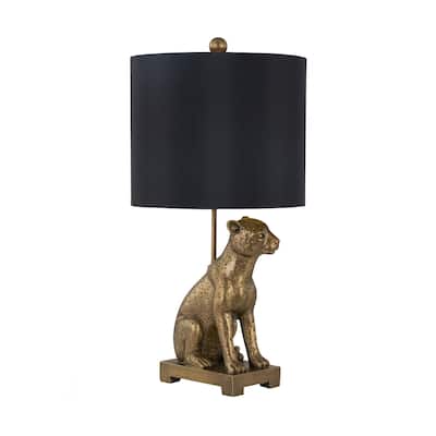 23"H Brown Resin Leopard Table Lamp With Shade - 12" x 12" x 23"