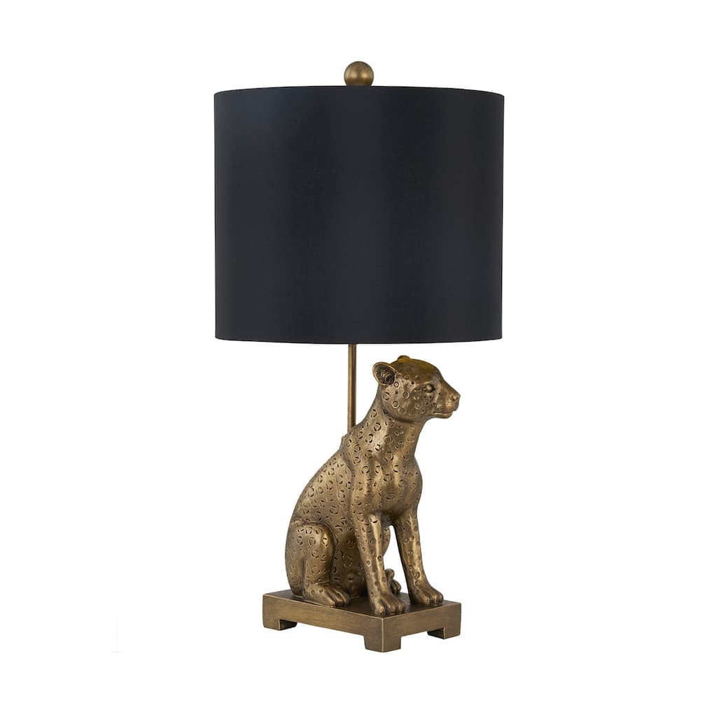 23"H Brown Resin Leopard Table Lamp With Shade - 12" x 12" x 23"