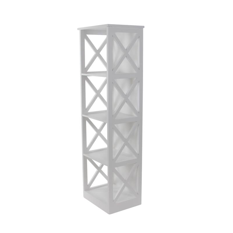 White Wooden 4 Shelves Shelving Unit