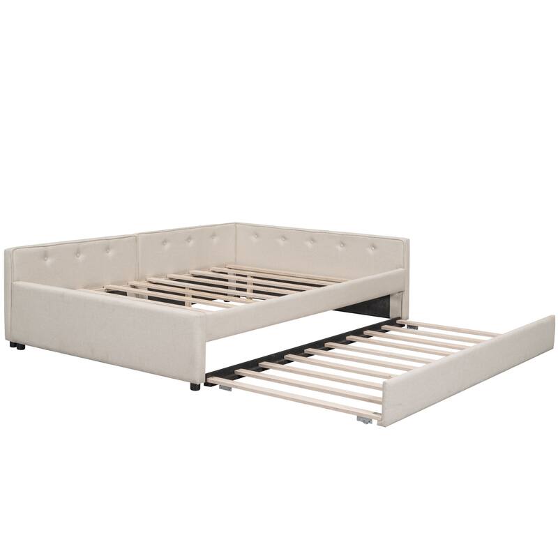 Upholstered Platform Bed with USB and Trundle