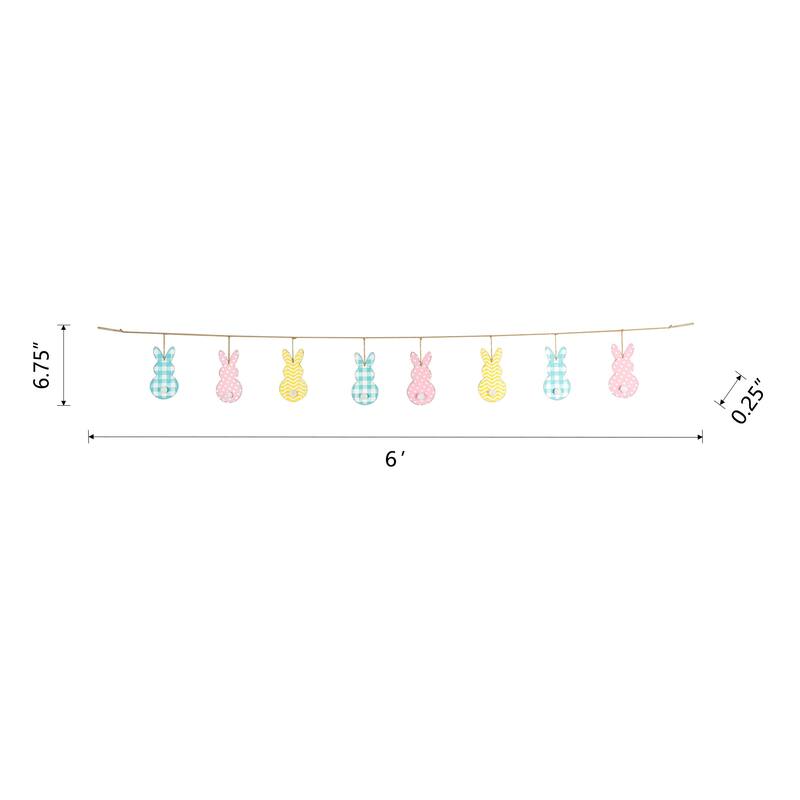 Glitzhome 6ft Easter Metal Bunny Garland Wall Hanging Decor for Home Party Supplies