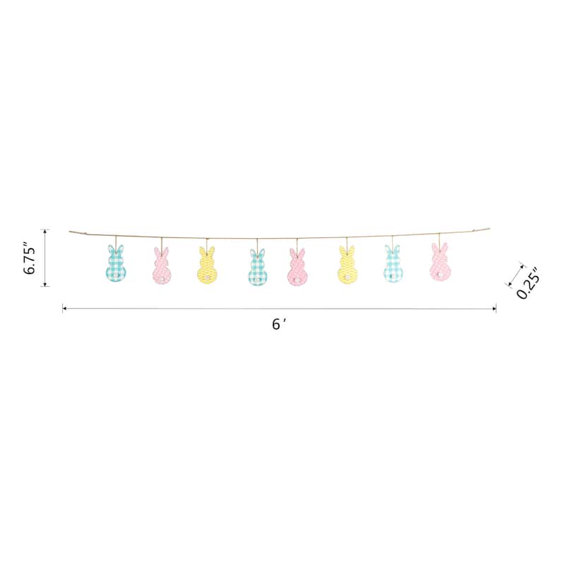 Glitzhome 72"L Easter Metal Bunny Hanging Garland Wall Decor