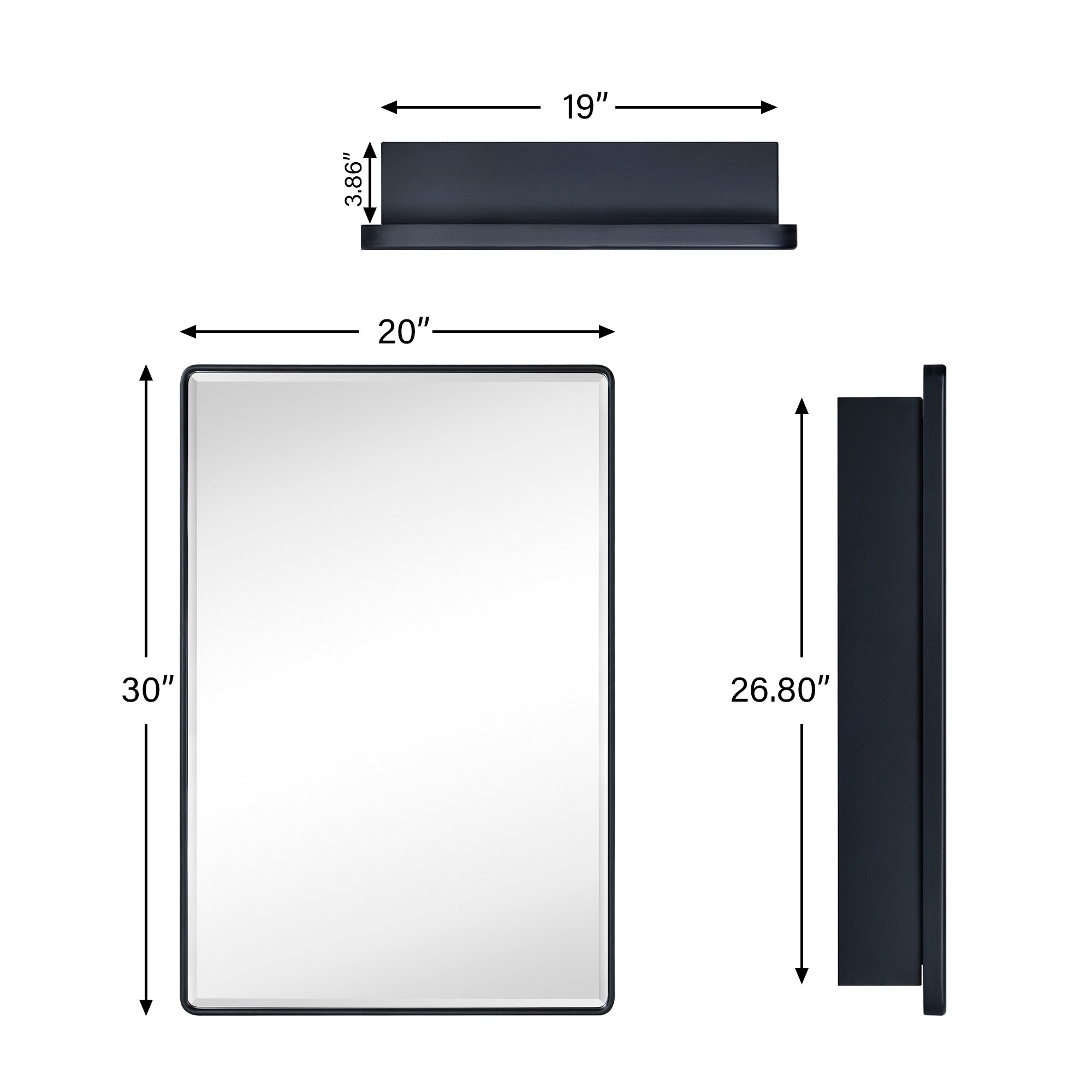 Eldee Surface Mount Rectangle Metal Framed Bathroom Medicine