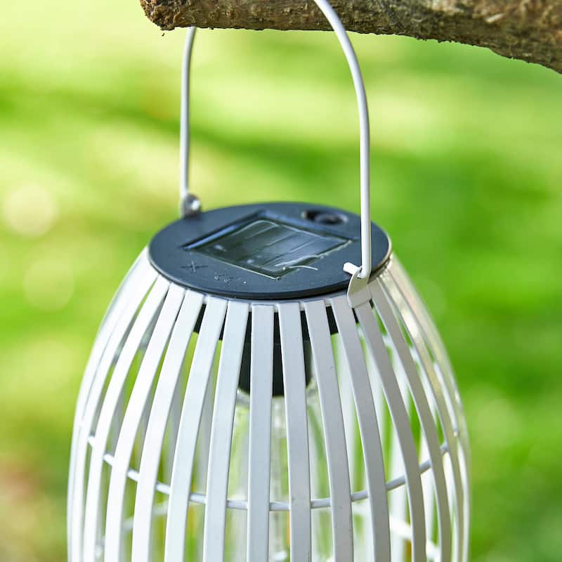 Glitzhome 9.75"H Metal Woven Solar Powered Outdoor Hanging Lantern