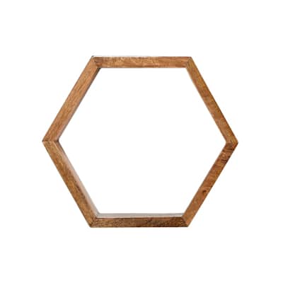 12" Wooden Hexagon Floating Honeycomb Shelve (Set of 5) - 12