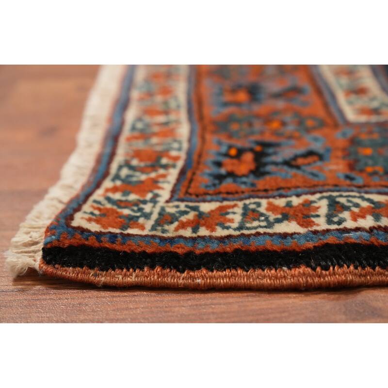 Hand Knotted Oriental 100% Kork Wool Carpet Traditional Tribal Navy Blue & Blues Bidjar Runner Rug - 18' 0'' X 3' 1''