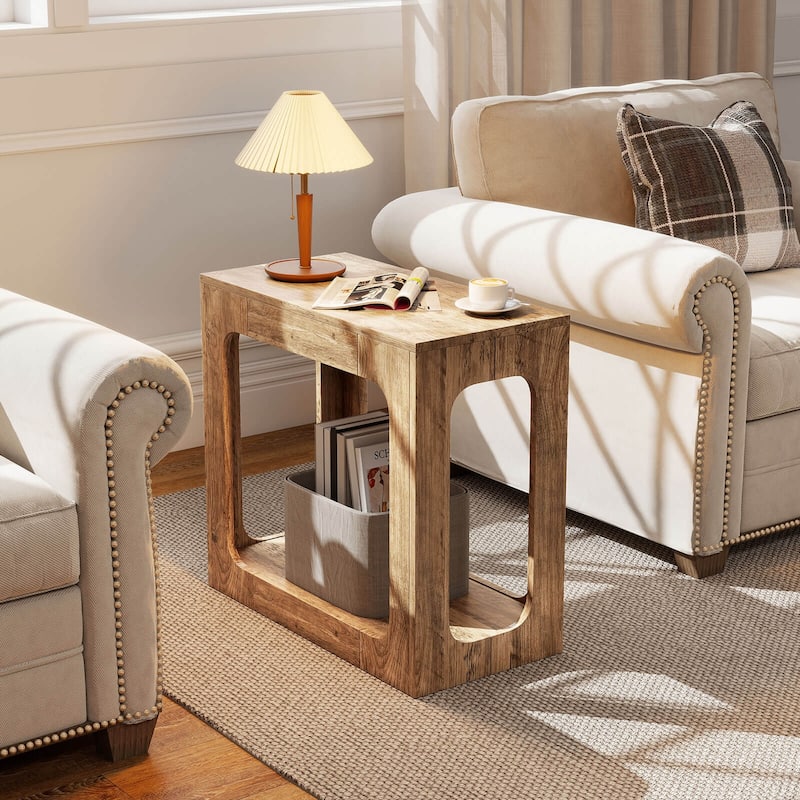 Costway 1/2 PCS 2-Tier End Table with Storage Shelf Hollow-out Design