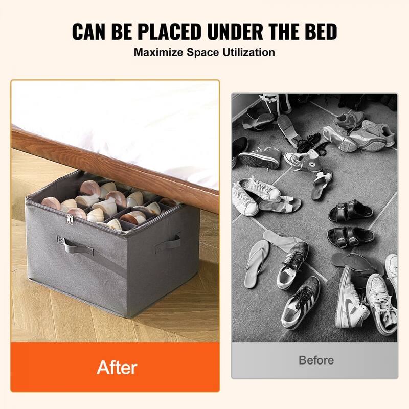 Under Bed Shoe Organizer with Dividers and Clear Cover for Storage - 17 x 17 x 12.4 in