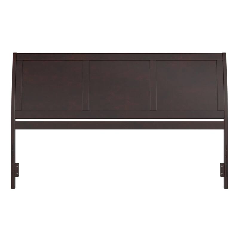 King Sleigh Solid Wood Panel Headboard in Espresso with Curved Design for Classic and Elegant Bedroom Style