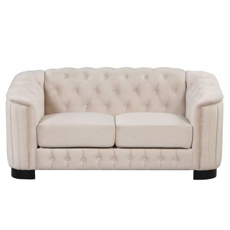 Velvet Upholstered Loveseat Sofa