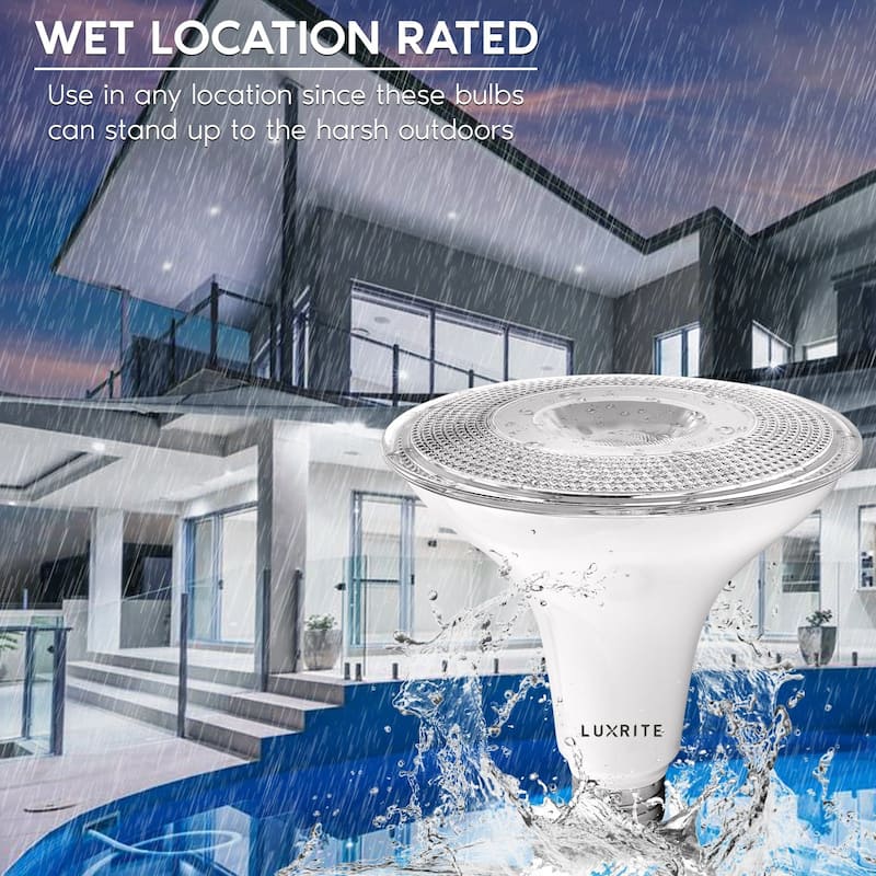Luxrite 6 Pack LED PAR38 Flood Light Bulb 1250 Lumens 15W Dimmable Wet Rated E26 Base UL Listed